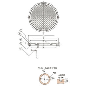 ボルトロック式 密閉形（防水・防臭形） 丸枠 T荷重：T-2