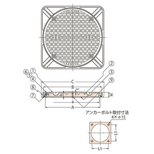 蓄熱槽用（断熱形） 密閉形（防水・防臭形）ボルトロック式 角枠 T荷重：T-20 グレードC