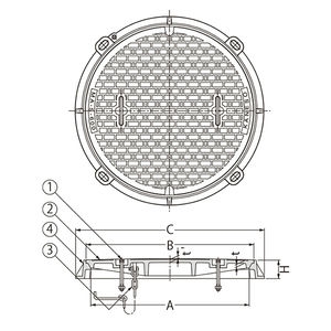 防火水槽用 強力構造形（落し込み把手） 丸枠 T荷重：T-20 グレードC