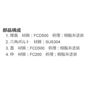 180°全開蝶番式 一般形 丸枠 T荷重：T-25 グレードC