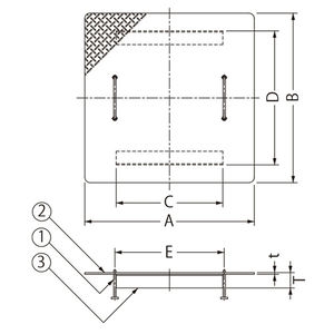 ハンドホール用 縞鋼板製 T荷重：歩行用