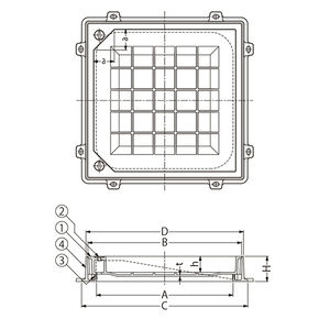 インターロッキングブロック用 鋳鉄目地 簡易密閉形 充填深さ70mm スライド開閉式 T荷重：T-20 グレードC