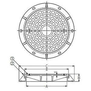 JIS型 一般型 下水道用鉄蓋 T荷重：T-25グレードA