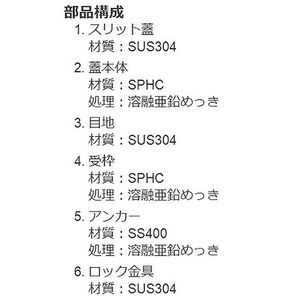 ボーダースリット（スリット幅60mm） T荷重：T-2(歩行用兼用)　蓋+枠セット