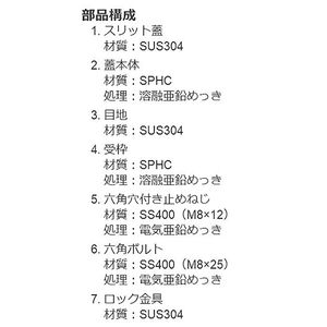 ボーダースリット（スリット幅60mm） T荷重：T-2(歩行用兼用)　蓋+枠セット