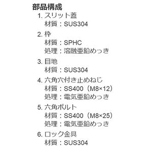 ボーダースリット（スリット幅100mm） T荷重：歩行用　枠：定尺1m