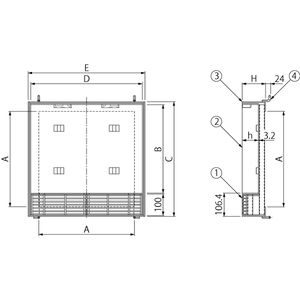 ボーダースリット（スリット幅100mm） T荷重：T-2(歩行用兼用)　蓋+枠セット