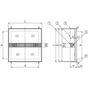 センタースリット（スリット幅60mm） T荷重：T-2(歩行用兼用)　蓋+枠セット