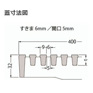 『鋳鉄製みぞ蓋』細目滑り止め模様（梨地模様）付（すきま6mm/開口5mm） 側溝用　T荷重：輪荷重5トン