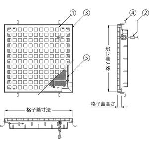 『鋳鉄製みぞ蓋』落葉助っ人　バスケット付　格子型　集水桝用　T荷重：歩行用