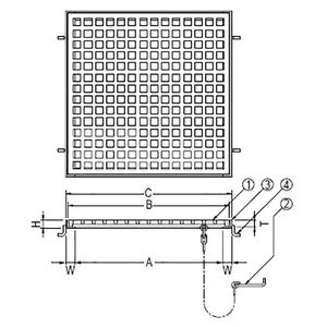 『鋳鉄製みぞ蓋』格子型　集水桝用　受枠付　T荷重：歩行用