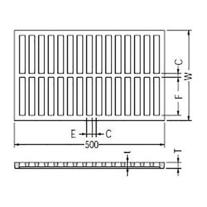 『鋳鉄製みぞ蓋』縦目型　側溝用　T荷重：歩行用