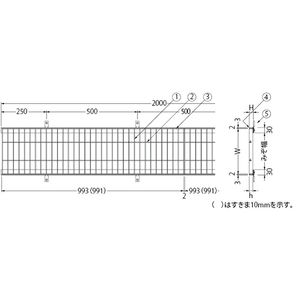 『ステンレス製グレーチング』滑り止め模様付　3mmフラットバー　横断溝・側溝用　T荷重：歩行用　すきま19mm(P=22mm)