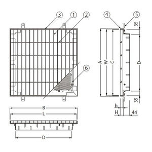 『ステンレス製グレーチング』バスケット付　滑り止め模様付　3mmフラットバー　集水桝用　T荷重：T-2　すきま10mm(P=13mm)