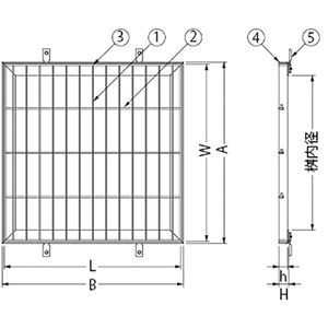 『ステンレス製グレーチング』滑り止め模様付　3mmフラットバー　集水桝用　T荷重：歩行用　すきま27mm(P=30mm)