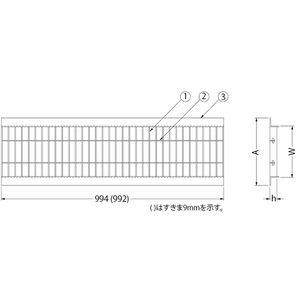 『ステンレス製グレーチング』滑り止め模様付　歩道U字溝用　T荷重：歩行用　すきま18mm(P=22mm)