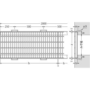 『スチール製グレーチング』プレーンタイプ 側溝用　T荷重：T-14