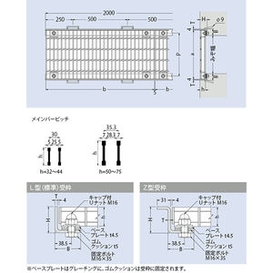 『スチール製グレーチング』プレーンタイプ ボルト固定式 横断溝用（一般用） T荷重：T-25