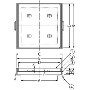 『カラー舗装用みぞ蓋（化粧用スリットみぞ蓋）』タイル用　充填深さ 28mm スチール製（すきま 6mm）　集水桝用　T荷重：歩行用