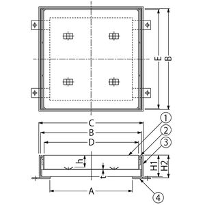 『カラー舗装用みぞ蓋（化粧用スリットみぞ蓋）』インターロッキングブロック用　充填深さ65mm スチール製（すきま6mm）　集水桝用T荷重：歩行用