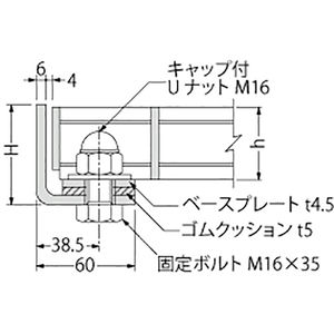 『スチール製グレーチング』ボルト固定式　滑り止め模様付　枠付正方形型　集水桝用　クッション材付　T荷重：T-14・T-6