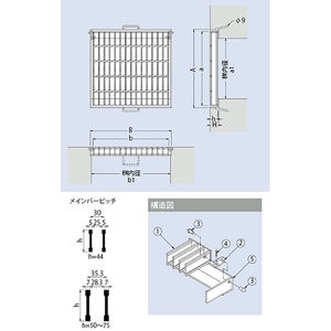 『スチール製グレーチング』滑り止め模様付　枠付180度開閉式　集水桝用　T荷重：T-20