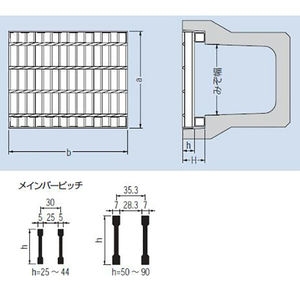 『スチール製グレーチング』プレーンタイプ　かさあげ型　JIS型側溝用　T荷重：T-14