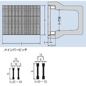 『スチール製グレーチング』細目滑り止め模様付　かさあげ型　JIS型側溝用　T荷重：T-25