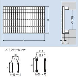 『スチール製グレーチング』滑り止め模様付　かさあげ型　側溝用　T荷重：T-20