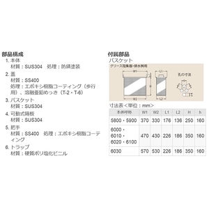 厨房用 パイプ式埋設型　グリース阻集器 歩行用