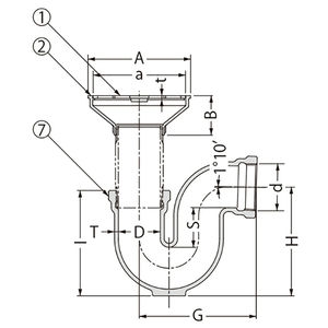 非防水用 P型床排水トラップ