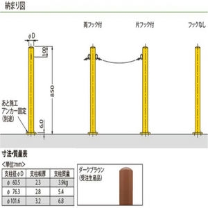 [Eシリーズ] スチール製 車止め 焼付塗装 固定式　後付タイプ　角形ベースプレート