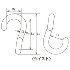 ロープ用Sカン　ツイスト