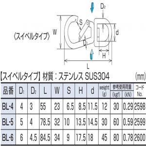 スナップフックBL型　スイベルタイプ