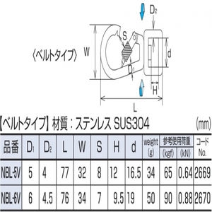 【バラ単位】環付スナップフックNBL型　ベルトタイプ