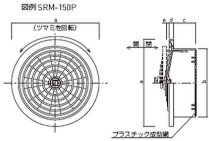 丸型レジスター　プラスチック成型網付き