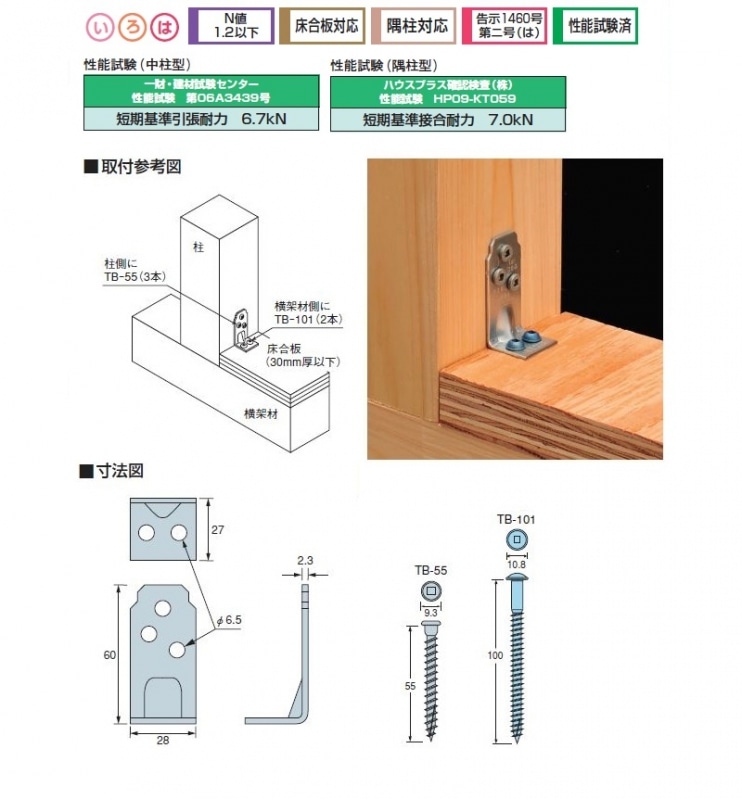 コンパクトコーナー床合板仕様 AA3095 【バラ単位】サイズ28×60×27×2.3(t) : 建設パーツなど建築金物激安通販の加藤金物