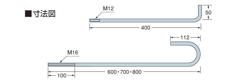 ステンレスアンカーボルト M12 AB240100 L=400 : 建設パーツなど建築