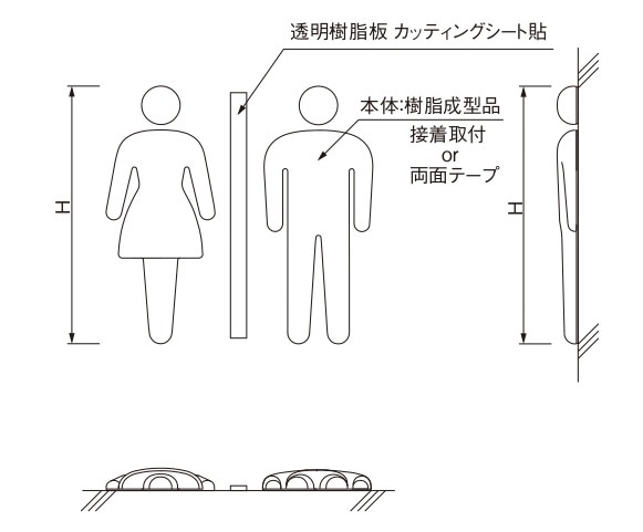 フジタ 3Dピクト 正面型 3D-120-C 215-792 男女 : 建設パーツなど建築