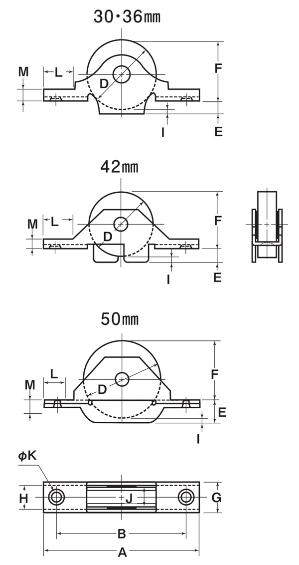 ステンレス戸車 袖平型 SAS-0423 42mm、重量180g : 建設パーツなど建築