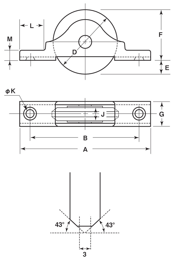 ベアリング入 MC防音フラッター戸車 FMS-0759 75mm、重量315g : 建設