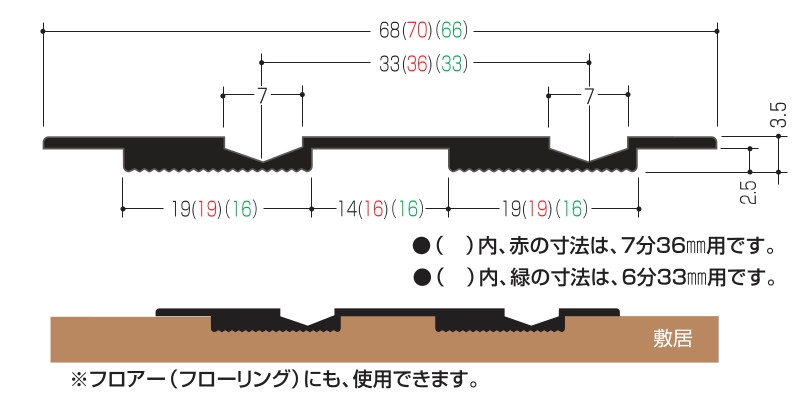 イーグル アルミ敷居埋込レール(ペアスーパー)ダブル P-36 7分(5;7