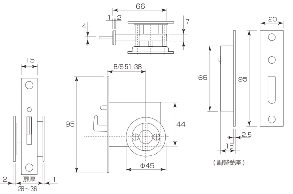 ケース引戸鎌錠Sタイプ(表示錠) A-170 HY51R SG B/S51 : 建設パーツ