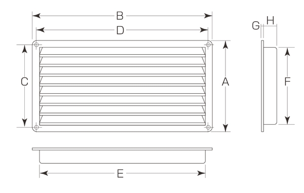 P.Cドアー用ガラリ P-130 05S 白 サイズ178×430mm : 建設パーツなど建築金物激安通販の加藤金物