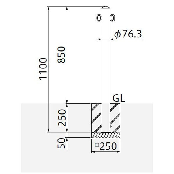 60％OFF】 帝金バリカー Ｓ５３−Ａ ピラー型 ステンレス 固定式 車止め 76.3ミリ径