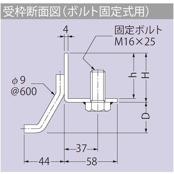 ステンレス製受枠 ボルト固定式『T-20 溶接強度向上仕様』SXGL-S・SMGL