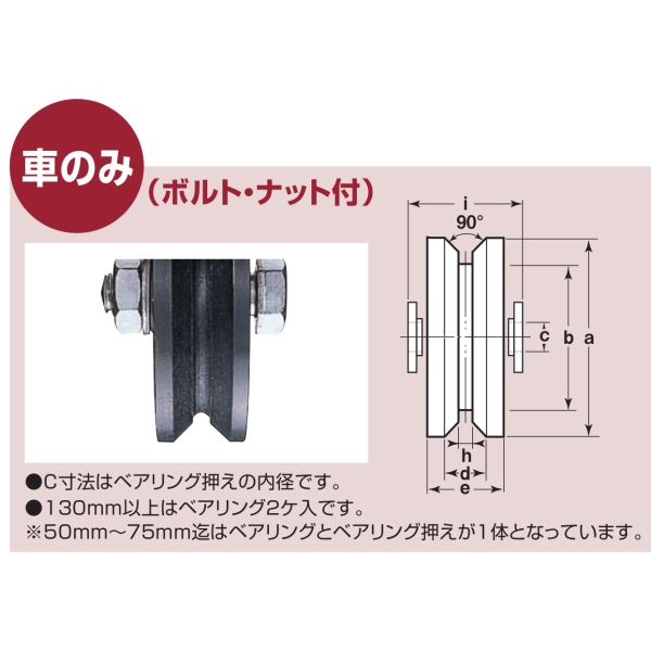 ロタ・鉄重量戸車 ヨコヅナ WHU-0505 V型 50mm 鉄枠 1個売り - ドア